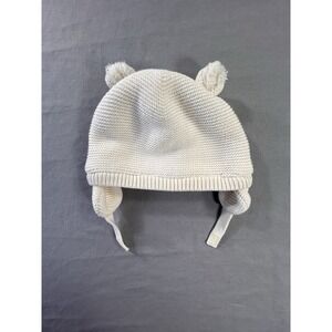 Gap Baby Bear Cotton Knit Beanie Sherpa Lining Baby 18-24 Months With Chin Strap